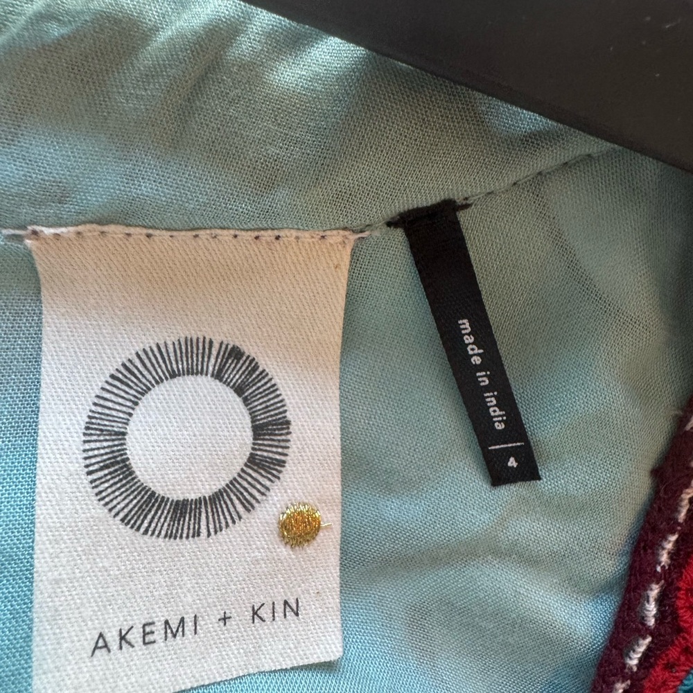 Anthro Akemi + Kim Beaded Embroidery Rayon Dress Multi Color Sz 4 NWT - Picture 8 of 10